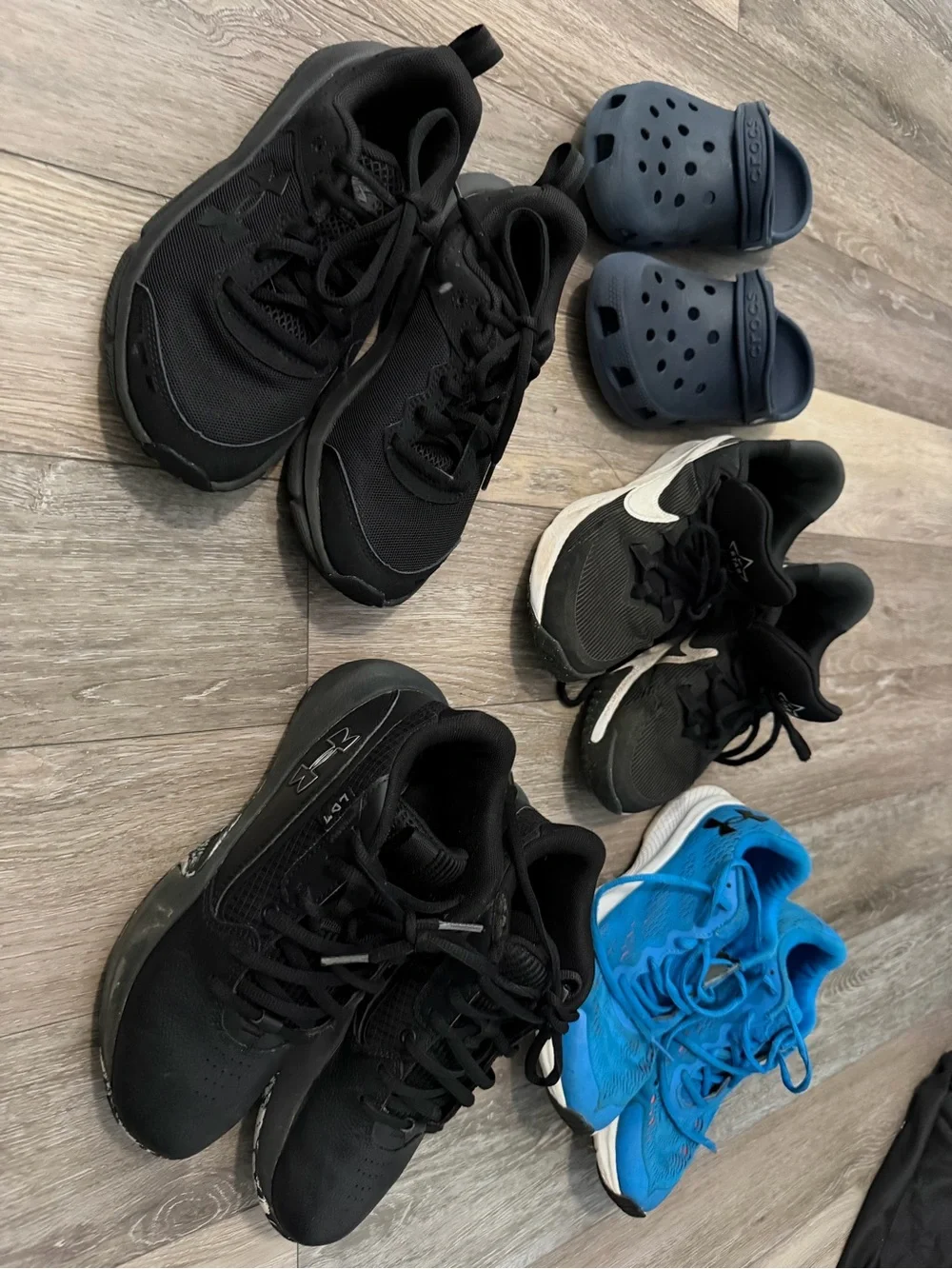 Kids Black Athletic Sneakers - under armour, Nike and crocs
